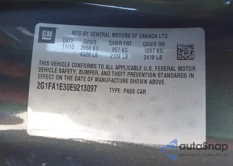 2014 Chevrolet Camaro 2Ls z USA, uszkodzony, nr VIN 2G1FA1E30E9213097